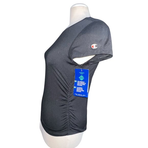 Champion Crewneck Short Sleeve Ruched Side Active Compression Top Sz Small Women - Picture 7 of 11